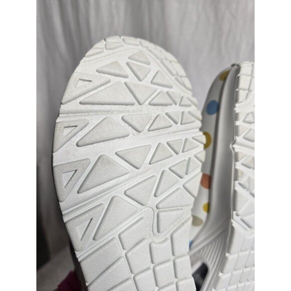 Womens SKECHERS STREET UNO-SPOTTED AIR White Multi Dot LEATHER Shoes 6 - Picture 10 of 16